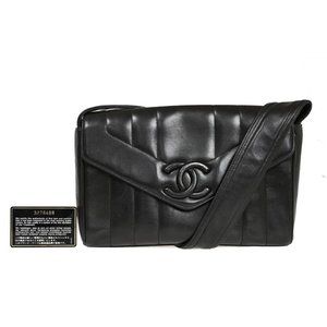 Auth CHANEL CC Logo madomoazeru Shoulder Bag Leather Black GHW Vintage